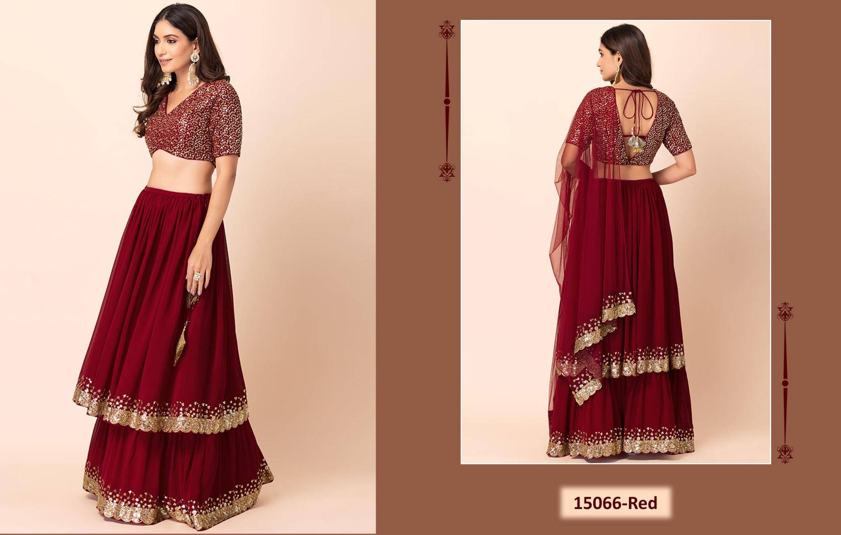 Zeel Clothing vol 26 georgette red Cheap lehenga choli in Kolkata